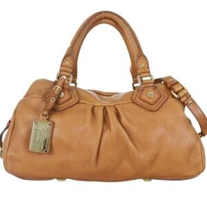 Vintage Marc Jacobs Classic Q Baby Groove Handbag Satchel Purse Brown Tan